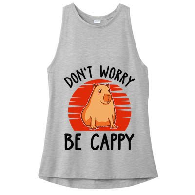 Dont Worry Be Cappy Capybara Animal Lover Funny Ladies PosiCharge Tri-Blend Wicking Tank