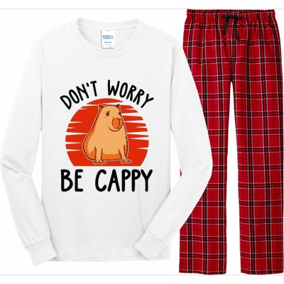 Dont Worry Be Cappy Capybara Animal Lover Funny Long Sleeve Pajama Set