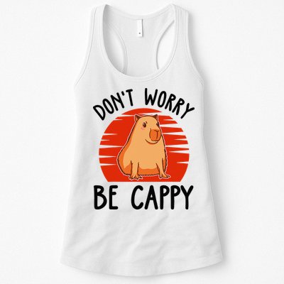 Dont Worry Be Cappy Capybara Animal Lover Funny Womens Tank Top
