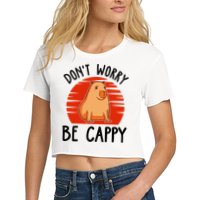 Dont Worry Be Cappy Capybara Animal Lover Funny Crop Top
