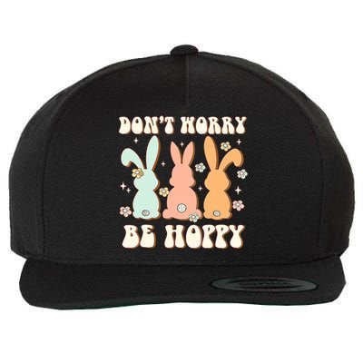 Don't Worry Be Hoppy Rabbit Cute Bunny Flowers Easter Day Wool Snapback Cap