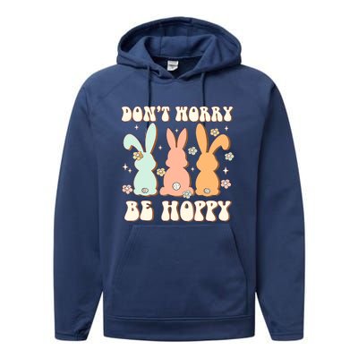 Don't Worry Be Hoppy Rabbit Cute Bunny Flowers Easter Day Performance Fleece Hoodie