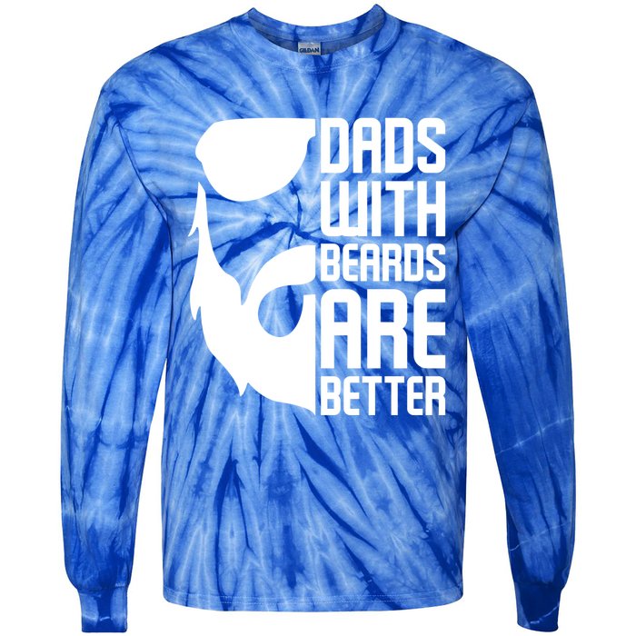 Dads With Beards Are Better Funny Beard Fathers Day Gift Tie-Dye Long Sleeve Shirt