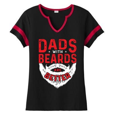 Dads With Beards Are Better Funny Beard Cool Gift Ladies Halftime Notch Neck Tee