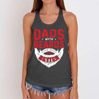 Dads With Beards Are Better Funny Beard Cool Gift Women's Knotted Racerback Tank