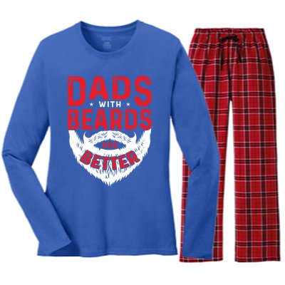 Dads With Beards Are Better Funny Beard Cool Gift Women's Long Sleeve Flannel Pajama Set 