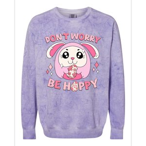 Don't Worry Be Hoppy Squishmallow Cute Bunny Easter Day Costume Gift Idea Colorblast Crewneck Sweatshirt