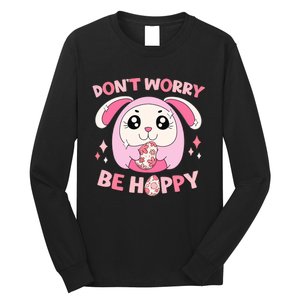 Don't Worry Be Hoppy Squishmallow Cute Bunny Easter Day Costume Gift Idea Long Sleeve Shirt