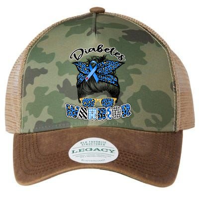 Diabetes Warrior Blue Messy Bun Leopard T1d T2d Diabetic Gift Legacy Tie Dye Trucker Hat