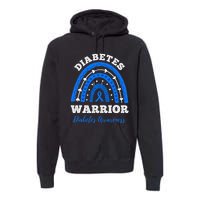 Diabetes Warrior Blue Ribbon T1D Type 1 Diabetes Awareness Premium Hoodie