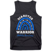 Diabetes Warrior Blue Ribbon T1D Type 1 Diabetes Awareness Tank Top