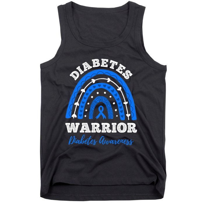 Diabetes Warrior Blue Ribbon T1D Type 1 Diabetes Awareness Tank Top