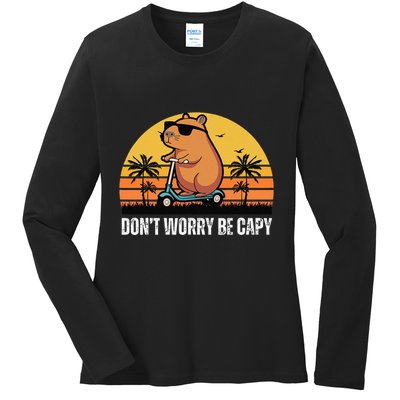 Don’T Worry Be Capy Cute Capybara Gift Ladies Long Sleeve Shirt