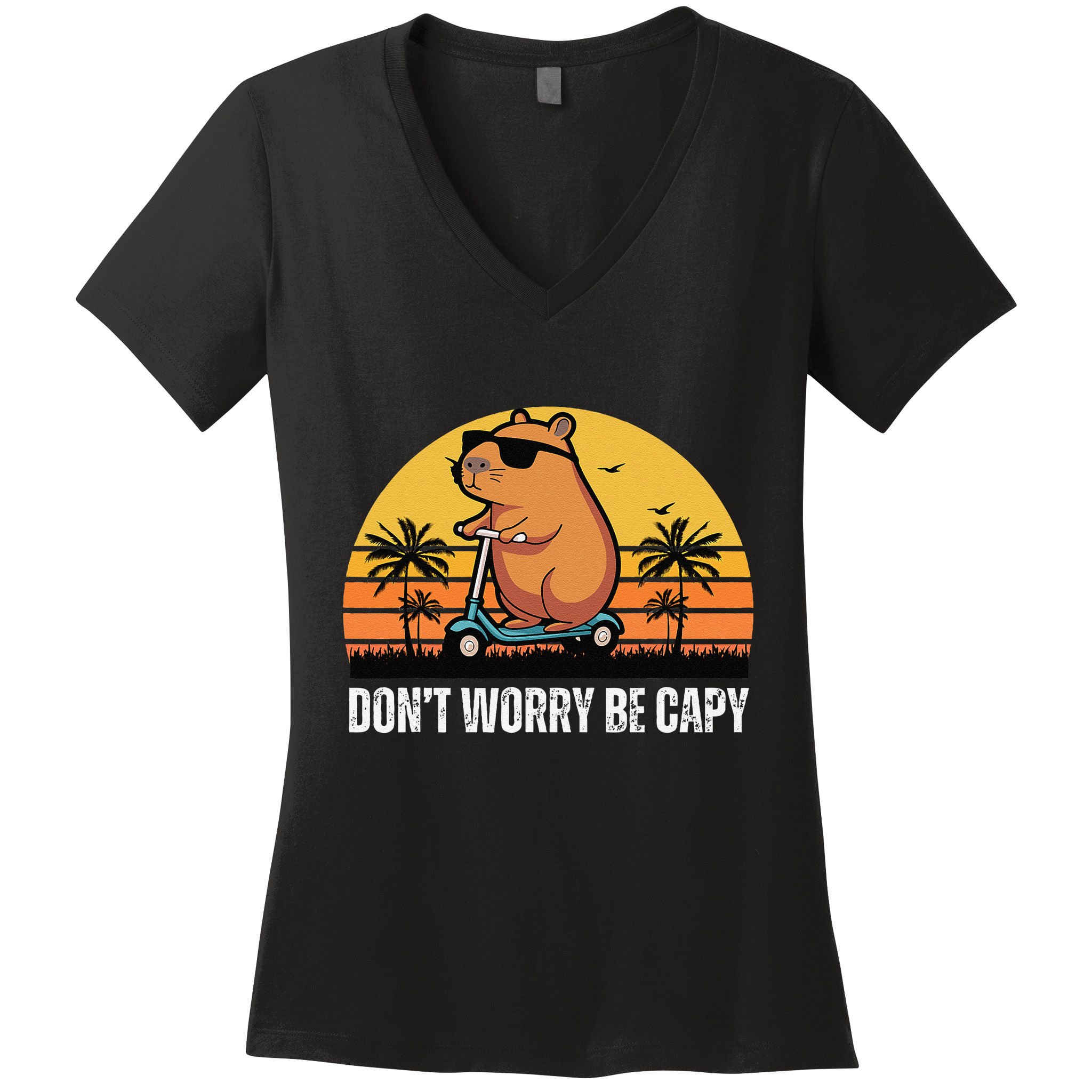 Don’T Worry Be Capy Cute Capybara Gift Women's V-Neck T-Shirt