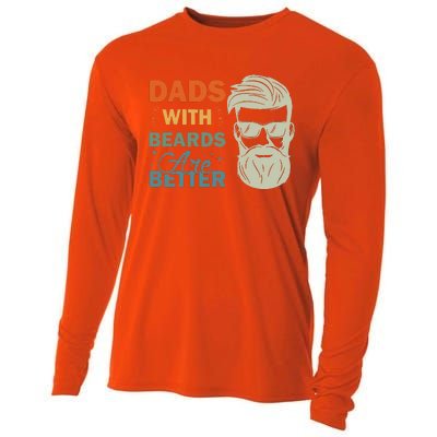 Dads with Beards are Better Vintage Funny Father's Day Joke Cooling Performance Long Sleeve Crew