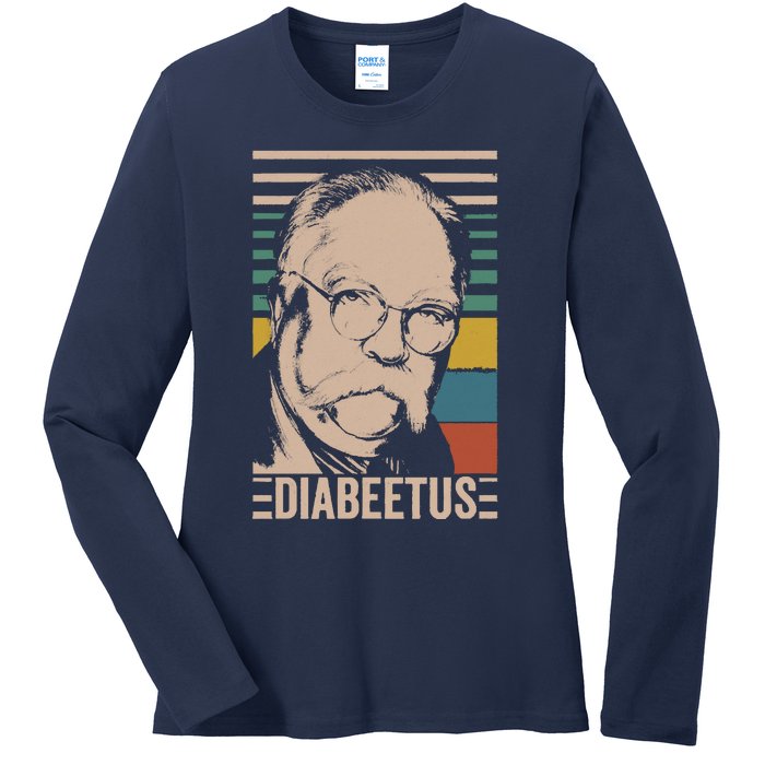 Diabeetus Wilford Brimley Vintage Style Design Ladies Long Sleeve Shirt