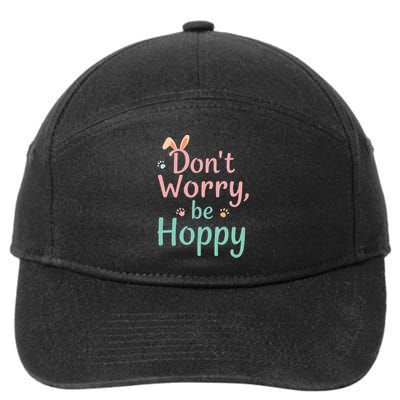Don’t Worry Be Hoppy Cute Easter Bunny Pun Humor  7-Panel Snapback Hat