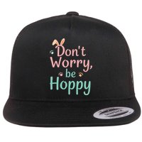 Don’t Worry Be Hoppy Cute Easter Bunny Pun Humor  Flatbill Hat