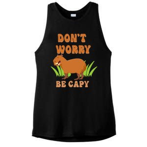 Don't Worry Be Capy Funny Capybara Rodent Pet Owners Ladies PosiCharge Tri-Blend Wicking Tank