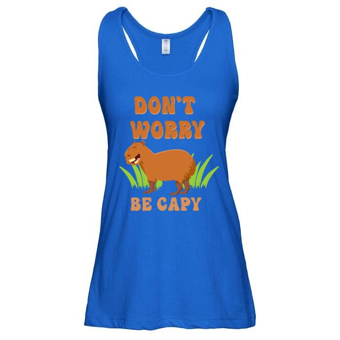 Don't Worry Be Capy Funny Capybara Rodent Pet Owners Ladies Essential Flowy Tank