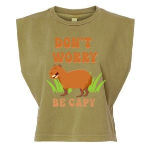 Don't Worry Be Capy Funny Capybara Rodent Pet Owners Garment-Dyed Women's Muscle Tee