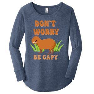 Don't Worry Be Capy Funny Capybara Rodent Pet Owners Women's Perfect Tri Tunic Long Sleeve Shirt