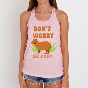 Don't Worry Be Capy Funny Capybara Rodent Pet Owners Women's Knotted Racerback Tank