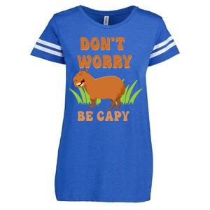 Don't Worry Be Capy Funny Capybara Rodent Pet Owners Enza Ladies Jersey Football T-Shirt