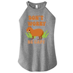 Don't Worry Be Capy Funny Capybara Rodent Pet Owners Women's Perfect Tri Rocker Tank