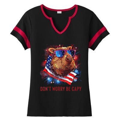 Dont Worry Be Capy Capybara Ladies Halftime Notch Neck Tee