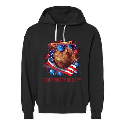 Dont Worry Be Capy Capybara Garment-Dyed Fleece Hoodie