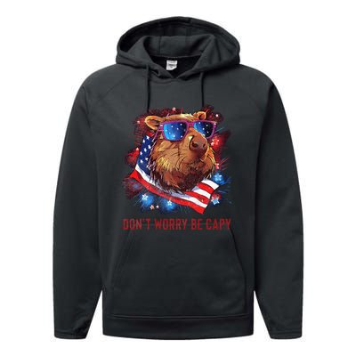 Dont Worry Be Capy Capybara Performance Fleece Hoodie