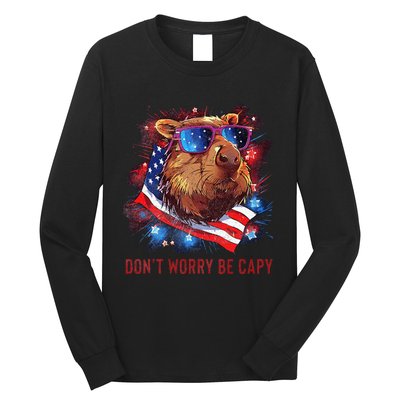 Dont Worry Be Capy Capybara Long Sleeve Shirt