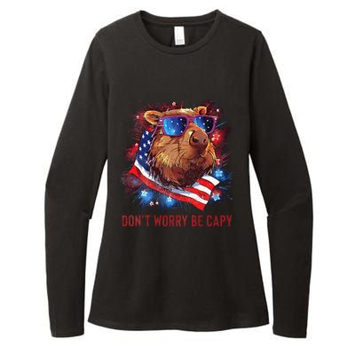 Dont Worry Be Capy Capybara Womens CVC Long Sleeve Shirt