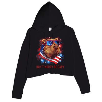 Dont Worry Be Capy Capybara Crop Fleece Hoodie