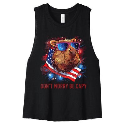 Dont Worry Be Capy Capybara Women's Racerback Cropped Tank