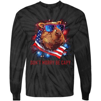 Dont Worry Be Capy Capybara Tie-Dye Long Sleeve Shirt