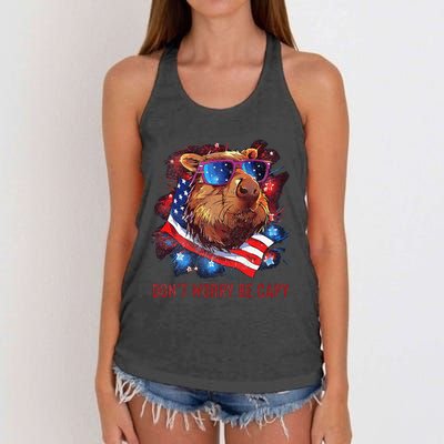 Dont Worry Be Capy Capybara Women's Knotted Racerback Tank