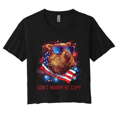 Dont Worry Be Capy Capybara Women's Crop Top Tee