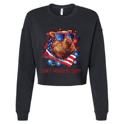 Dont Worry Be Capy Capybara Cropped Pullover Crew