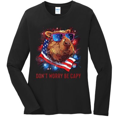 Dont Worry Be Capy Capybara Ladies Long Sleeve Shirt