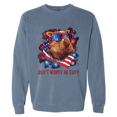 Dont Worry Be Capy Capybara Garment-Dyed Sweatshirt