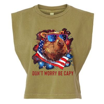 Dont Worry Be Capy Capybara Garment-Dyed Women's Muscle Tee