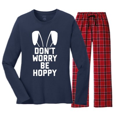 DonT Worry Be Hoppy Women's Long Sleeve Flannel Pajama Set 