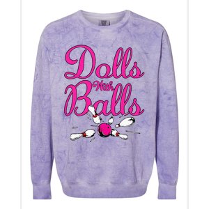 Dolls With Balls Funny Women Bowling Team Name Colorblast Crewneck Sweatshirt