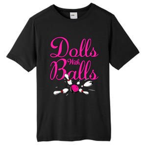 Dolls With Balls Funny Women Bowling Team Name Tall Fusion ChromaSoft Performance T-Shirt