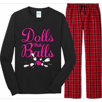 Dolls With Balls Funny Women Bowling Team Name Long Sleeve Pajama Set