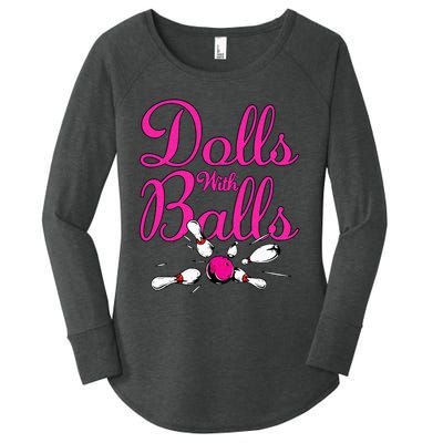 Dolls With Balls Funny Women Bowling Team Name Women's Perfect Tri Tunic Long Sleeve Shirt