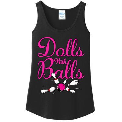 Dolls With Balls Funny Women Bowling Team Name Ladies Essential Tank