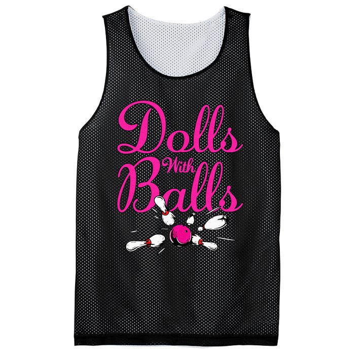 Dolls With Balls Funny Women Bowling Team Name Mesh Reversible Basketball Jersey Tank